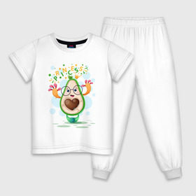 Детская пижама хлопок с принтом АВОКАДО в Екатеринбурге, 100% хлопок |  брюки и футболка прямого кроя, без карманов, на брюках мягкая резинка на поясе и по низу штанин
 | Тематика изображения на принте: avocado | character | cute pictures | exotic | fruit | nut | vegan | vegetables | vegetarian | авокадо | веган | вегетарианец | милые картинки | овощи | орех | персонаж | фрукты | экзотика