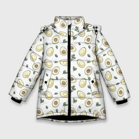 Зимняя куртка для девочек 3D с принтом АВОКАДО в Екатеринбурге, ткань верха — 100% полиэстер; подклад — 100% полиэстер, утеплитель — 100% полиэстер. | длина ниже бедра, удлиненная спинка, воротник стойка и отстегивающийся капюшон. Есть боковые карманы с листочкой на кнопках, утяжки по низу изделия и внутренний карман на молнии. 

Предусмотрены светоотражающий принт на спинке, радужный светоотражающий элемент на пуллере молнии и на резинке для утяжки. | avocado | character | cute pictures | exotic | fruit | nut | vegan | vegetables | vegetarian | авокадо | веган | вегетарианец | милые картинки | овощи | орех | персонаж | фрукты | экзотика