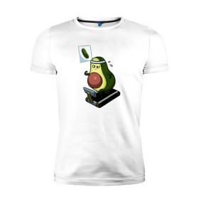 Мужская футболка премиум с принтом Авокадо в Екатеринбурге, 92% хлопок, 8% лайкра | приталенный силуэт, круглый вырез ворота, длина до линии бедра, короткий рукав | авокадо | веган | еда блогеров | мемы | минимализм | прикольные картинки | прикольные надписи | растение | смешное авокадо | фрукт
