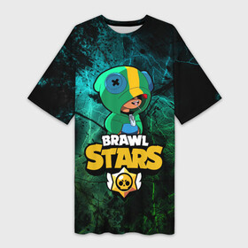 Платье-футболка 3D с принтом Brawl Stars в Екатеринбурге,  |  | brawl | brawl stars | leon | leon selly | leon shark | shark | stars | бравл старс | брол старс | игра | леон | мобильная игра | мобильные игры