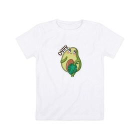 Детская футболка хлопок с принтом Авокадо в Екатеринбурге, 100% хлопок | круглый вырез горловины, полуприлегающий силуэт, длина до линии бедер | Тематика изображения на принте: авокадо | веган | еда блогеров | мемы | минимализм | прикольные картинки | прикольные надписи | растение | смешное авокадо | фрукт