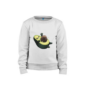 Детский свитшот хлопок с принтом Авокадо в Екатеринбурге, 100% хлопок | круглый вырез горловины, эластичные манжеты, пояс и воротник | авокадо | веган | еда блогеров | мемы | минимализм | прикольные картинки | прикольные надписи | растение | смешное авокадо | фрукт