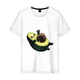 Мужская футболка хлопок с принтом Авокадо в Екатеринбурге, 100% хлопок | прямой крой, круглый вырез горловины, длина до линии бедер, слегка спущенное плечо. | авокадо | веган | еда блогеров | мемы | минимализм | прикольные картинки | прикольные надписи | растение | смешное авокадо | фрукт