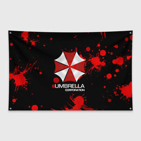 Флаг-баннер с принтом UMBRELLA CORP в Екатеринбурге, 100% полиэстер | размер 67 х 109 см, плотность ткани — 95 г/м2; по краям флага есть четыре люверса для крепления | biohazard | biohazard 7 | crocodile | fang | game | hand | monster | new umbrella | resident evil | resident evil 7 | umbrella | umbrella corp | umbrella corporation | zombie | обитель