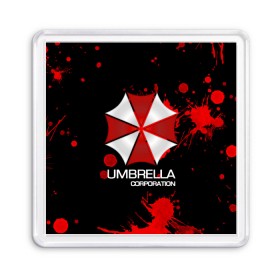 Магнит 55*55 с принтом UMBRELLA CORP в Екатеринбурге, Пластик | Размер: 65*65 мм; Размер печати: 55*55 мм | biohazard | biohazard 7 | crocodile | fang | game | hand | monster | new umbrella | resident evil | resident evil 7 | umbrella | umbrella corp | umbrella corporation | zombie | обитель