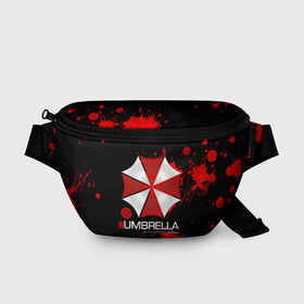 Поясная сумка 3D с принтом UMBRELLA CORP в Екатеринбурге, 100% полиэстер | плотная ткань, ремень с регулируемой длиной, внутри несколько карманов для мелочей, основное отделение и карман с обратной стороны сумки застегиваются на молнию | biohazard | biohazard 7 | crocodile | fang | game | hand | monster | new umbrella | resident evil | resident evil 7 | umbrella | umbrella corp | umbrella corporation | zombie | обитель