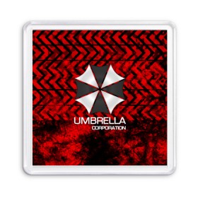 Магнит 55*55 с принтом UMBRELLA CORP в Екатеринбурге, Пластик | Размер: 65*65 мм; Размер печати: 55*55 мм | biohazard | biohazard 7 | crocodile | fang | game | hand | monster | new umbrella | resident evil | resident evil 7 | umbrella | umbrella corp | umbrella corporation | zombie | обитель