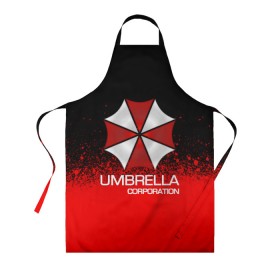 Фартук 3D с принтом UMBRELLA CORP в Екатеринбурге, 100% полиэстер | общий размер — 65 х 85 см, ширина нагрудника — 26 см, горловина — 53 см, длина завязок — 54 см, общий обхват в поясе — 173 см. Принт на завязках и на горловине наносится с двух сторон, на основной части фартука — только с внешней стороны | 