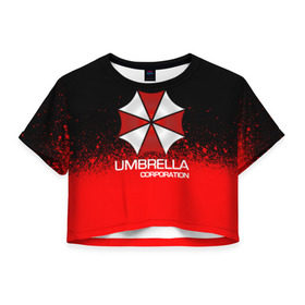 Женская футболка Crop-top 3D с принтом UMBRELLA CORP в Екатеринбурге, 100% полиэстер | круглая горловина, длина футболки до линии талии, рукава с отворотами | 