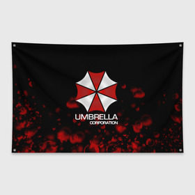 Флаг-баннер с принтом UMBRELLA CORP в Екатеринбурге, 100% полиэстер | размер 67 х 109 см, плотность ткани — 95 г/м2; по краям флага есть четыре люверса для крепления | biohazard | biohazard 7 | crocodile | fang | game | hand | monster | new umbrella | resident evil | resident evil 7 | umbrella | umbrella corp | umbrella corporation | zombie | обитель