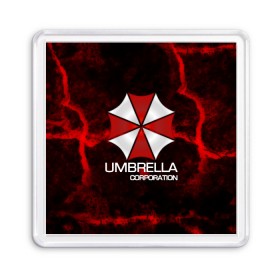 Магнит 55*55 с принтом UMBRELLA CORP в Екатеринбурге, Пластик | Размер: 65*65 мм; Размер печати: 55*55 мм | biohazard | biohazard 7 | crocodile | fang | game | hand | monster | new umbrella | resident evil | resident evil 7 | umbrella | umbrella corp | umbrella corporation | zombie | обитель