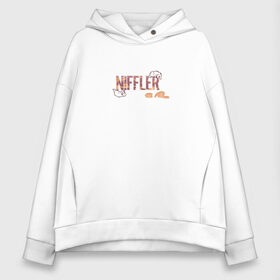 Женское худи Oversize хлопок с принтом Niffler в Екатеринбурге, френч-терри — 70% хлопок, 30% полиэстер. Мягкий теплый начес внутри —100% хлопок | боковые карманы, эластичные манжеты и нижняя кромка, капюшон на магнитной кнопке | fantastic beasts: the crimes of grindelwald | vdosadir | wizarding world | нюхлер | нюхль