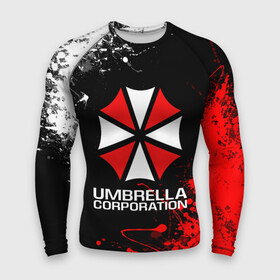 Мужской рашгард 3D с принтом UMBRELLA CORPORATION. в Екатеринбурге,  |  | corp | corporation | resident evil | umbrella | umbrella corporation | зомби апокалипсис | зонт | игра