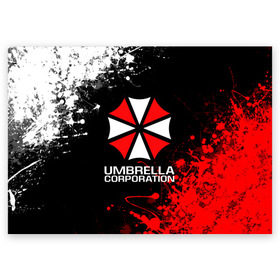 Поздравительная открытка с принтом UMBRELLA CORPORATION. в Екатеринбурге, 100% бумага | плотность бумаги 280 г/м2, матовая, на обратной стороне линовка и место для марки
 | corp | corporation | resident evil | umbrella | umbrella corporation | зомби апокалипсис | зонт | игра