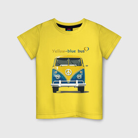 Детская футболка хлопок с принтом Я люблю вас (Yellow-blue bus) в Екатеринбурге, 100% хлопок | круглый вырез горловины, полуприлегающий силуэт, длина до линии бедер | 14 февраля | bus | camper | i love you | love you | volkswagen | vw | автобус | автомобилисту | английский | бейсболка | бутылка | валентинов день | водителю | день влюбленных | день святого валент | кепка | кружка | люблю