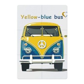 Магнитный плакат 2Х3 с принтом Я люблю вас (Yellow-blue bus) в Екатеринбурге, Полимерный материал с магнитным слоем | 6 деталей размером 9*9 см | Тематика изображения на принте: 14 февраля | bus | camper | i love you | love you | volkswagen | vw | автобус | автомобилисту | английский | бейсболка | бутылка | валентинов день | водителю | день влюбленных | день святого валент | кепка | кружка | люблю