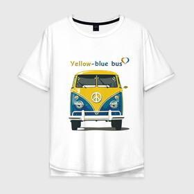 Мужская футболка хлопок Oversize с принтом Я люблю вас (Yellow-blue bus) в Екатеринбурге, 100% хлопок | свободный крой, круглый ворот, “спинка” длиннее передней части | 14 февраля | bus | camper | i love you | love you | volkswagen | vw | автобус | автомобилисту | английский | бейсболка | бутылка | валентинов день | водителю | день влюбленных | день святого валент | кепка | кружка | люблю