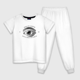Детская пижама хлопок с принтом Novus Ordo Seclorum в Екатеринбурге, 100% хлопок |  брюки и футболка прямого кроя, без карманов, на брюках мягкая резинка на поясе и по низу штанин
 | america | dollar | eye | illuminati | mason | usa | америка | глаз | доллар | иллюминаты | масоны | сша