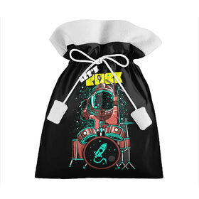 Подарочный 3D мешок с принтом Lets Rock в Екатеринбурге, 100% полиэстер | Размер: 29*39 см | Тематика изображения на принте: art | astronaut | drummer | drums | rock | rocket | space | арт | астронавт | барабанщик | барабаны | космонавт | космос | ракета | рок