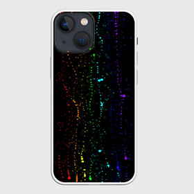 Чехол для iPhone 13 mini с принтом Аркобалено в Екатеринбурге,  |  | Тематика изображения на принте: color | капли | краски | палитра | радуга | темная основа | цвета