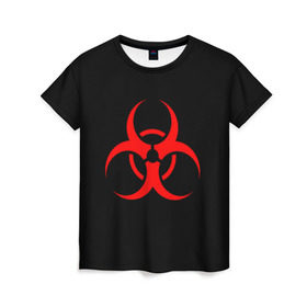 Женская футболка 3D с принтом Plague inc в Екатеринбурге, 100% полиэфир ( синтетическое хлопкоподобное полотно) | прямой крой, круглый вырез горловины, длина до линии бедер | Тематика изображения на принте: game | ncov2019 | plague inc | warning | вирус | знак | игра | китай | коронавирус | опасность | символ