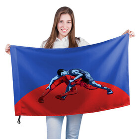 Флаг 3D с принтом Борьба в Екатеринбурге, 100% полиэстер | плотность ткани — 95 г/м2, размер — 67 х 109 см. Принт наносится с одной стороны | sport | wrestling | борьба | вольная | греко римская | единоборство | спорт
