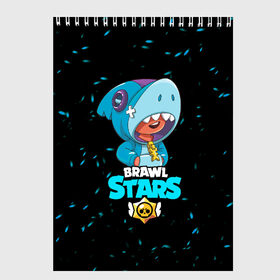 Скетчбук с принтом Brawl stars leon shark в Екатеринбурге, 100% бумага
 | 48 листов, плотность листов — 100 г/м2, плотность картонной обложки — 250 г/м2. Листы скреплены сверху удобной пружинной спиралью | bea | bib | brawl stars | crow | el brown | leon | max | nita | sally leon | shark | акула | биа | биби | бравл старс | ворон | игра | леон | макс | нита | оборотень | салли леон | сэлли леон | шарк | эл браун