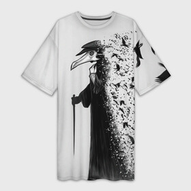 Платье-футболка 3D с принтом Чумной доктор в Екатеринбурге,  |  | lord | plague | болезнь | вороны | доктор | маска | птицы | чумной