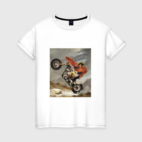 Женская футболка хлопок с принтом Байкер Наполеон в Екатеринбурге, 100% хлопок | прямой крой, круглый вырез горловины, длина до линии бедер, слегка спущенное плечо | война | картина | мотоцикл | наполеон | подарок | стиль | стильно | хайп | харлей