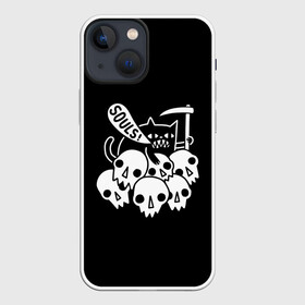 Чехол для iPhone 13 mini с принтом Котик в Екатеринбурге,  |  | animal | cat | evil | halloween | meme | skull | soul | душа | животное | животные | зло | зубы | коса | кот | кот мем | котенок | кошка | лапки | мем | прикол | скелет | хэллоуин | череп