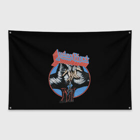 Флаг-баннер с принтом Judas Priest в Екатеринбурге, 100% полиэстер | размер 67 х 109 см, плотность ткани — 95 г/м2; по краям флага есть четыре люверса для крепления | album | judas priest | metal | music | rock | джудас прист | метал | рок
