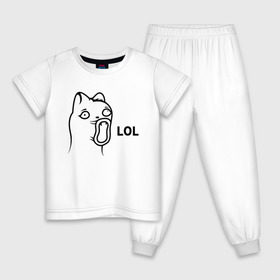 Детская пижама хлопок с принтом Cat Troll Face в Екатеринбурге, 100% хлопок |  брюки и футболка прямого кроя, без карманов, на брюках мягкая резинка на поясе и по низу штанин
 | Тематика изображения на принте: 