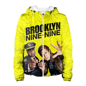 Женская куртка 3D с принтом Brooklyn Nine-Nine в Екатеринбурге, ткань верха — 100% полиэстер, подклад — флис | прямой крой, подол и капюшон оформлены резинкой с фиксаторами, два кармана без застежек по бокам, один большой потайной карман на груди. Карман на груди застегивается на липучку | 7 сезон | 99 участок | brooklyn nine nine | бруклин | бруклин 9 9 | комедия