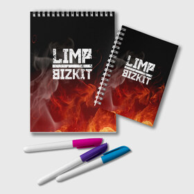 Блокнот с принтом LIMP BIZKIT в Екатеринбурге, 100% бумага | 48 листов, плотность листов — 60 г/м2, плотность картонной обложки — 250 г/м2. Листы скреплены удобной пружинной спиралью. Цвет линий — светло-серый
 | Тематика изображения на принте: dj lethal | limp bizkit | rock | джон отто | лимп бизкит | майк смит | музыка | роб уотерс | рок | сэм риверс | терри бальзамо | уэс борланд | фред дёрст