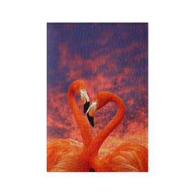 Обложка для паспорта матовая кожа с принтом Flamingo Love в Екатеринбурге, натуральная матовая кожа | размер 19,3 х 13,7 см; прозрачные пластиковые крепления | Тематика изображения на принте: 14 февраля | 8 марта | валентинов день | верность | влюбленность | влюбленные | вместе | вместе навсегда | девушке | женат | женский день | женский праздник | закат | замужем | кружка | любимая