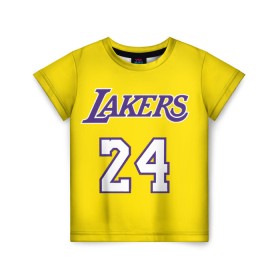 Детская футболка 3D с принтом Kobe Bryant 24 в Екатеринбурге, 100% гипоаллергенный полиэфир | прямой крой, круглый вырез горловины, длина до линии бедер, чуть спущенное плечо, ткань немного тянется | 24 | basketball | kobe bryant | lakers | nba
