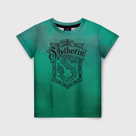 Детская футболка 3D с принтом Coat of Slytherin в Екатеринбурге, 100% гипоаллергенный полиэфир | прямой крой, круглый вырез горловины, длина до линии бедер, чуть спущенное плечо, ткань немного тянется | vdgerir | гарри поттер | гриффиндор | дамблдор | добби | слизерин | хогвартс