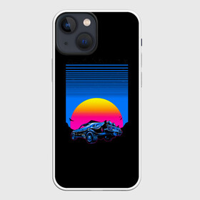 Чехол для iPhone 13 mini с принтом Retro Car в Екатеринбурге,  |  | car | neon | retro | space | wave | астрономия | волна | градиент | закат | космос | машина | неон | неоновый | природа | птица | птицы | ретро | солнце