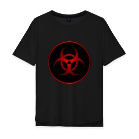 Мужская футболка хлопок Oversize с принтом Biohazard в Екатеринбурге, 100% хлопок | свободный крой, круглый ворот, “спинка” длиннее передней части | biohazard | бактерии | бактерия | биологическая опасность | вирус | вирусы | заражение | зараза | заразный | знак | микроб | микробы | опасно | опасность | предупреждение | эпидемия