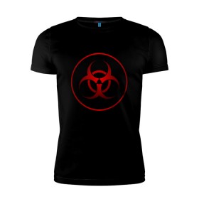 Мужская футболка премиум с принтом Biohazard в Екатеринбурге, 92% хлопок, 8% лайкра | приталенный силуэт, круглый вырез ворота, длина до линии бедра, короткий рукав | biohazard | бактерии | бактерия | биологическая опасность | вирус | вирусы | заражение | зараза | заразный | знак | микроб | микробы | опасно | опасность | предупреждение | эпидемия