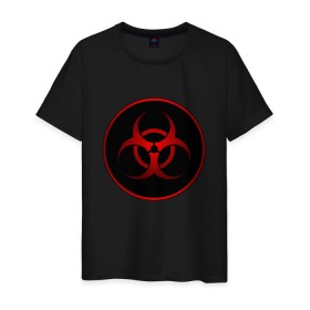 Мужская футболка хлопок с принтом Biohazard в Екатеринбурге, 100% хлопок | прямой крой, круглый вырез горловины, длина до линии бедер, слегка спущенное плечо. | biohazard | бактерии | бактерия | биологическая опасность | вирус | вирусы | заражение | зараза | заразный | знак | микроб | микробы | опасно | опасность | предупреждение | эпидемия