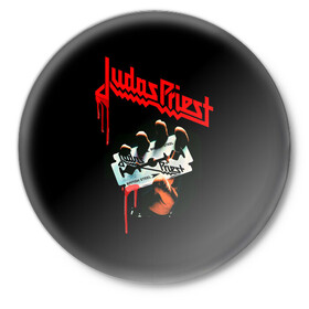 Значок с принтом Judas Priest в Екатеринбурге,  металл | круглая форма, металлическая застежка в виде булавки | Тематика изображения на принте: judas | priest | грув метал | группа | рок | хард рок | хеви метал