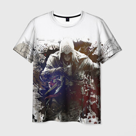 Мужская футболка 3D с принтом Assassins Creed в Екатеринбурге, 100% полиэфир | прямой крой, круглый вырез горловины, длина до линии бедер | blood | game | асасин | ассасин | ассасин крид | ассассин | ассассин крид | дезмонд майлс | дитя ассассинов | игра | кровь | надпись | оружие