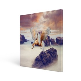 Холст квадратный с принтом Sea Sunset Horse в Екатеринбурге, 100% ПВХ |  | вечернее небо | закат | конь | крылатый | крылья | легенды | летающий | лошадь | мистический | мифология | мифы | море | морской | облака | облачность | пегас | плед | погода | подушка | скалы | сумка
