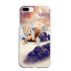 Чехол для iPhone 7Plus/8 Plus матовый с принтом Sea Sunset Horse в Екатеринбурге, Силикон | Область печати: задняя сторона чехла, без боковых панелей | вечернее небо | закат | конь | крылатый | крылья | легенды | летающий | лошадь | мистический | мифология | мифы | море | морской | облака | облачность | пегас | плед | погода | подушка | скалы | сумка