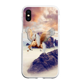 Чехол для iPhone XS Max матовый с принтом Sea Sunset Horse в Екатеринбурге, Силикон | Область печати: задняя сторона чехла, без боковых панелей | вечернее небо | закат | конь | крылатый | крылья | легенды | летающий | лошадь | мистический | мифология | мифы | море | морской | облака | облачность | пегас | плед | погода | подушка | скалы | сумка