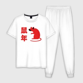 Мужская пижама хлопок с принтом Коронавирус в год Крысы в Екатеринбурге, 100% хлопок | брюки и футболка прямого кроя, без карманов, на брюках мягкая резинка на поясе и по низу штанин
 | 