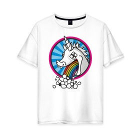 Женская футболка хлопок Oversize с принтом Unicorn do Rainbow в Екатеринбурге, 100% хлопок | свободный крой, круглый ворот, спущенный рукав, длина до линии бедер
 | 