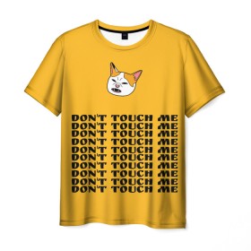 Мужская футболка 3D с принтом dont touch me в Екатеринбурге, 100% полиэфир | прямой крой, круглый вырез горловины, длина до линии бедер | banana | cat | dont touch me | mem | банан | грустный кот | дурка | кот | коты | кошки | постирония | приколы | прикольные коты | прикольные надписи | смешные коты | ьуь