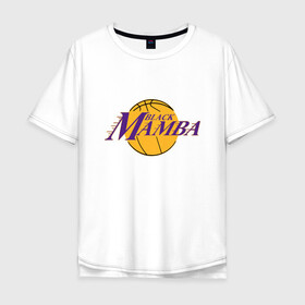 Мужская футболка хлопок Oversize с принтом Lakers - Black Mamba в Екатеринбурге, 100% хлопок | свободный крой, круглый ворот, “спинка” длиннее передней части | basketball | black | bryant | game | james | kobe | kobebryant | lakers | lebron | los angeles | mamba | nba | rip | slam dunk | баскетбол | баскетболист | брайант | браянт | джеймс | игрок | коби | леброн | лейкерс | лос анджеле